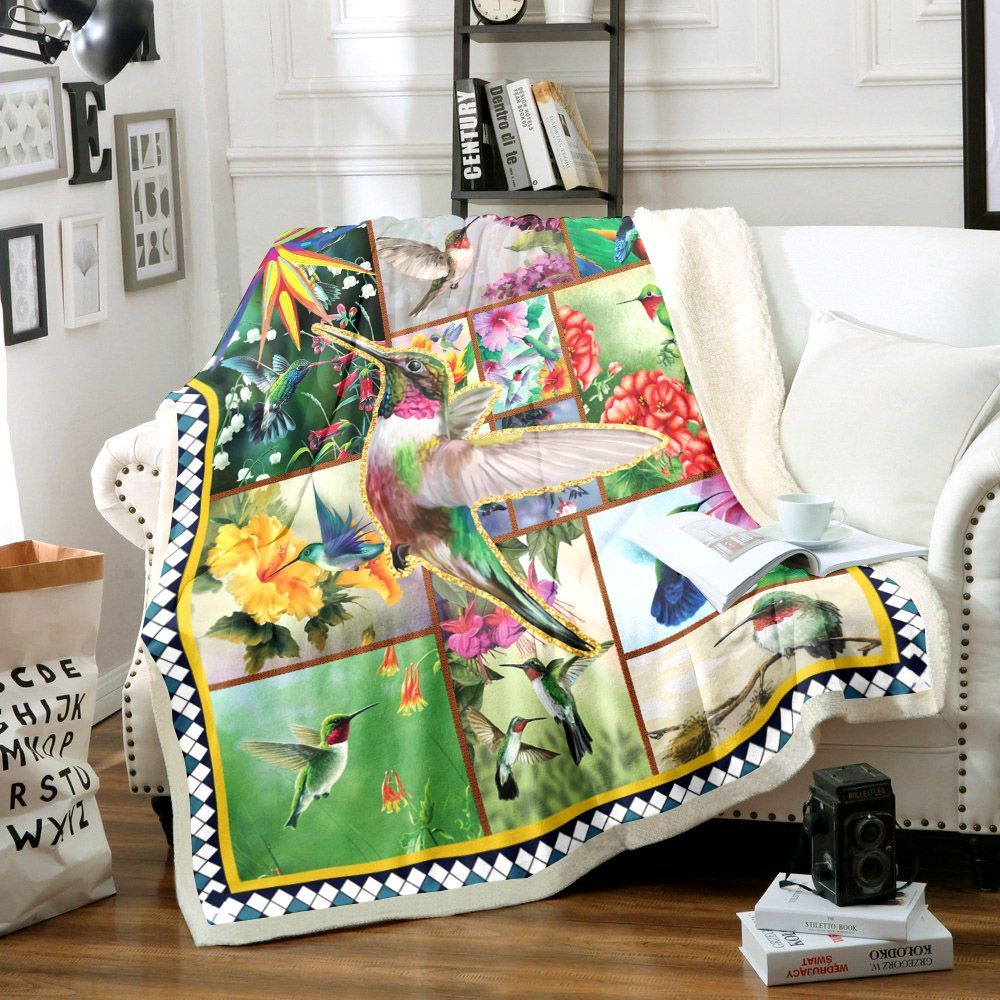 Hummingbird Sherpa Fleece Blanket