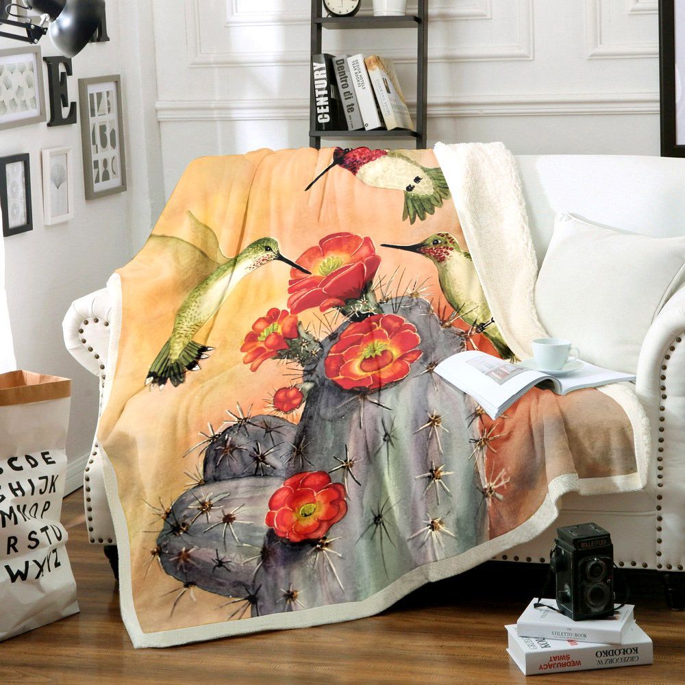 Hummingbird Sherpa Fleece Blanket