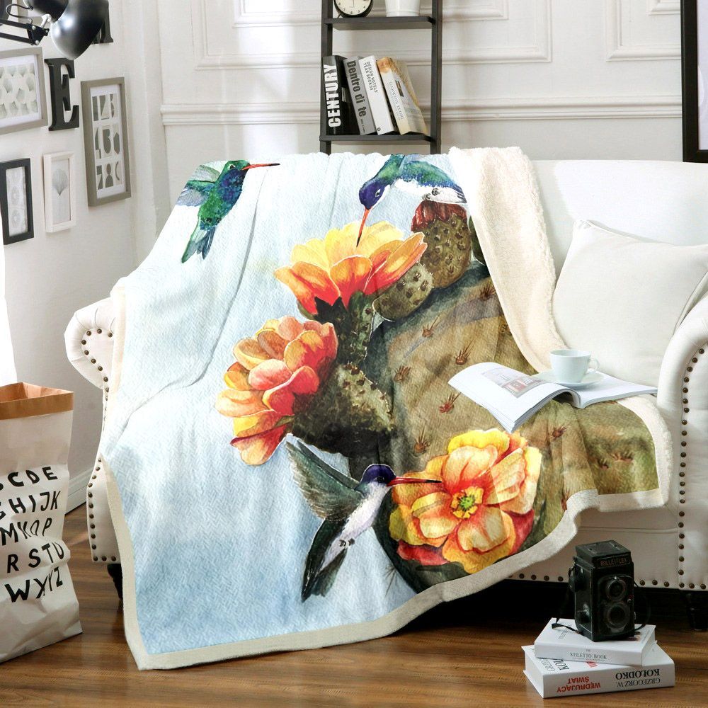 Hummingbird Sherpa Fleece Blanket