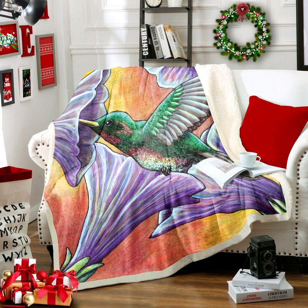 Hummingbird Sherpa Fleece Blanket
