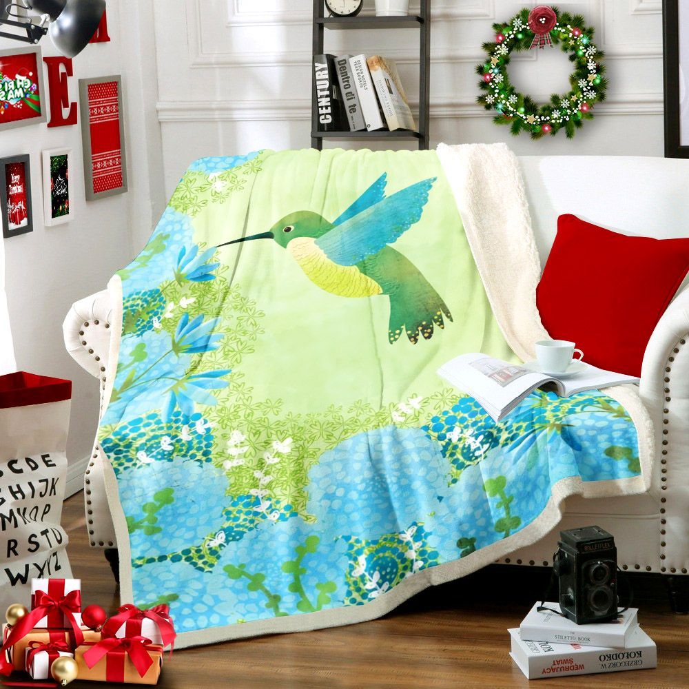 Hummingbird Sherpa Fleece Blanket