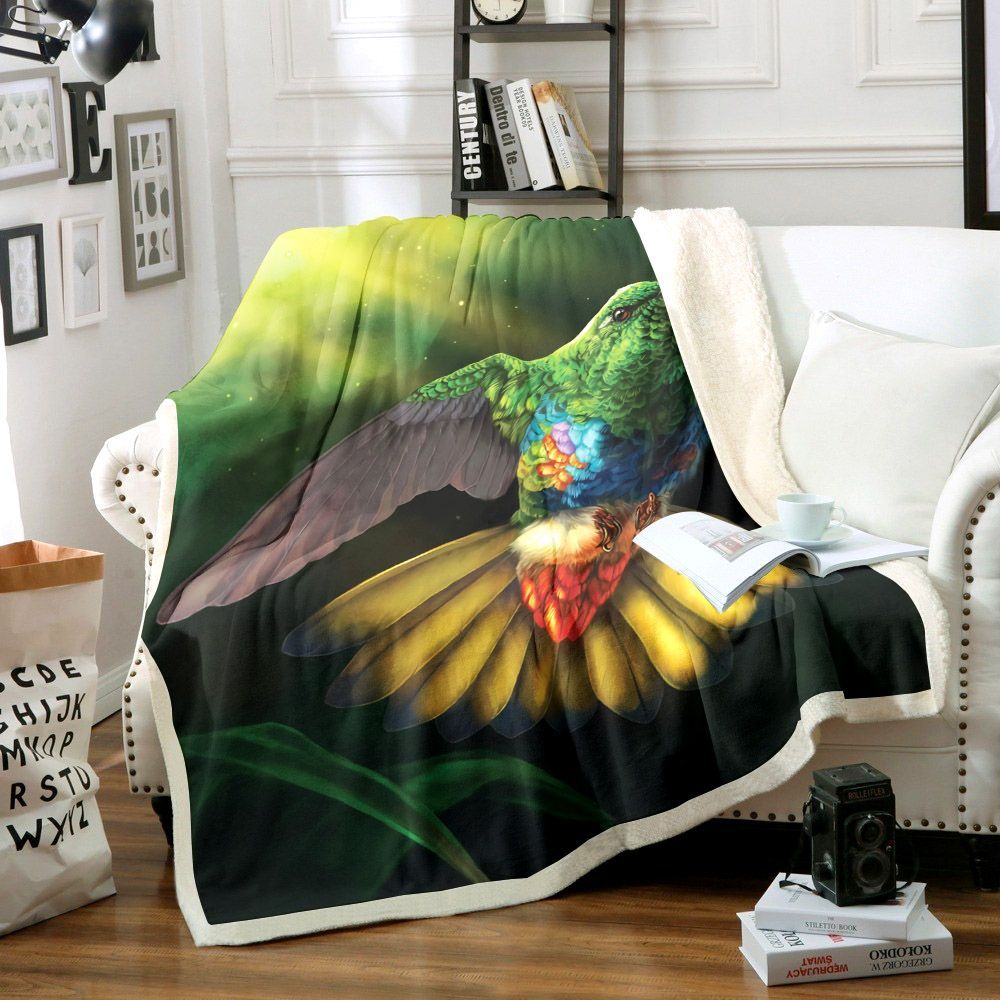 Hummingbird Sherpa Fleece Blanket
