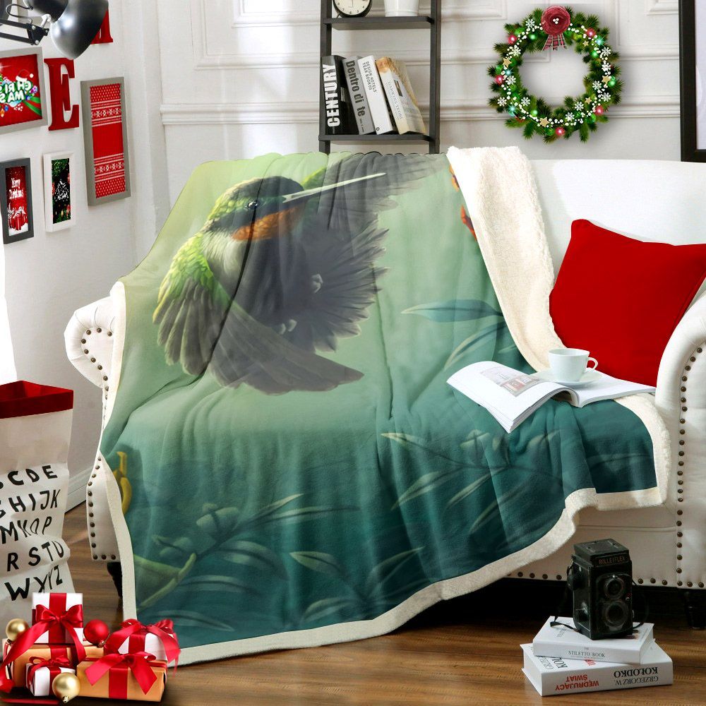 Hummingbird Sherpa Fleece Blanket