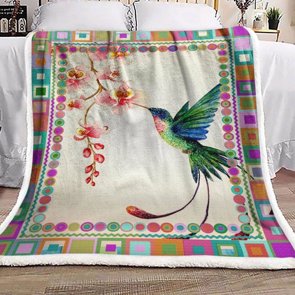 Hummingbird Sherpa Fleece Blanket