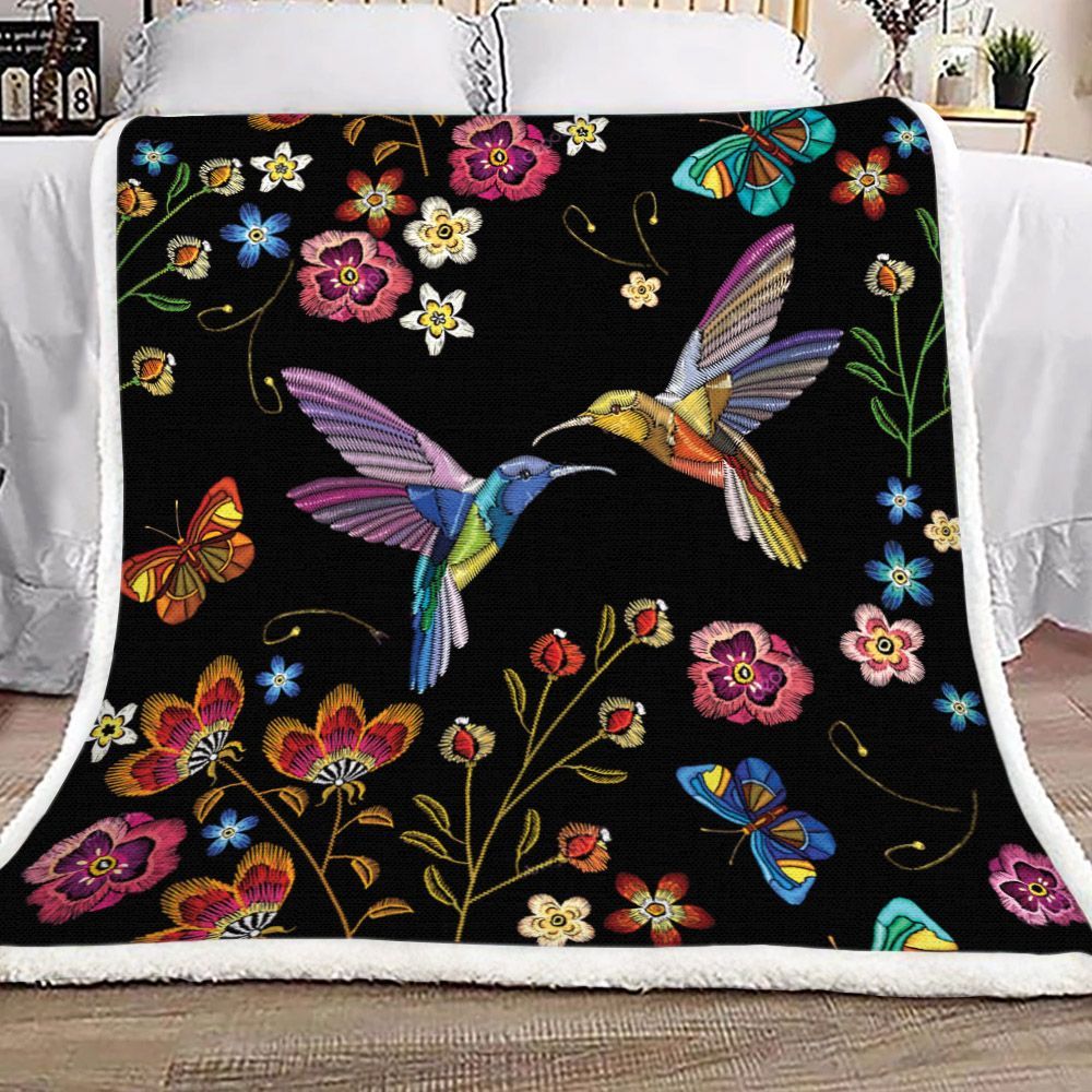 Hummingbird Sherpa Fleece Blanket