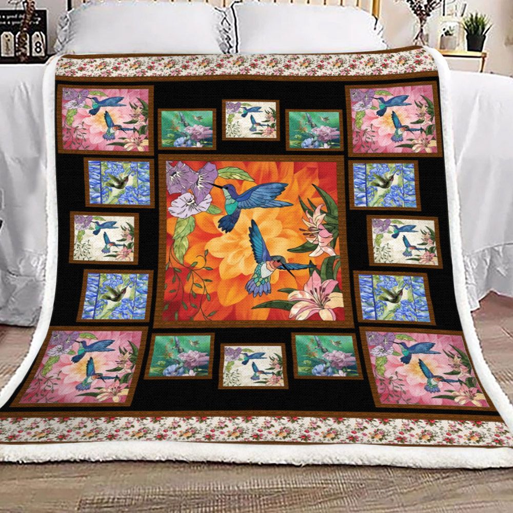 Hummingbird Sherpa Fleece Blanket