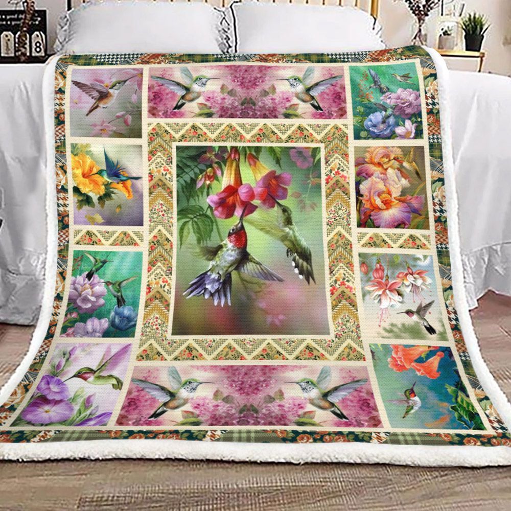 Hummingbird Sherpa Fleece Blanket