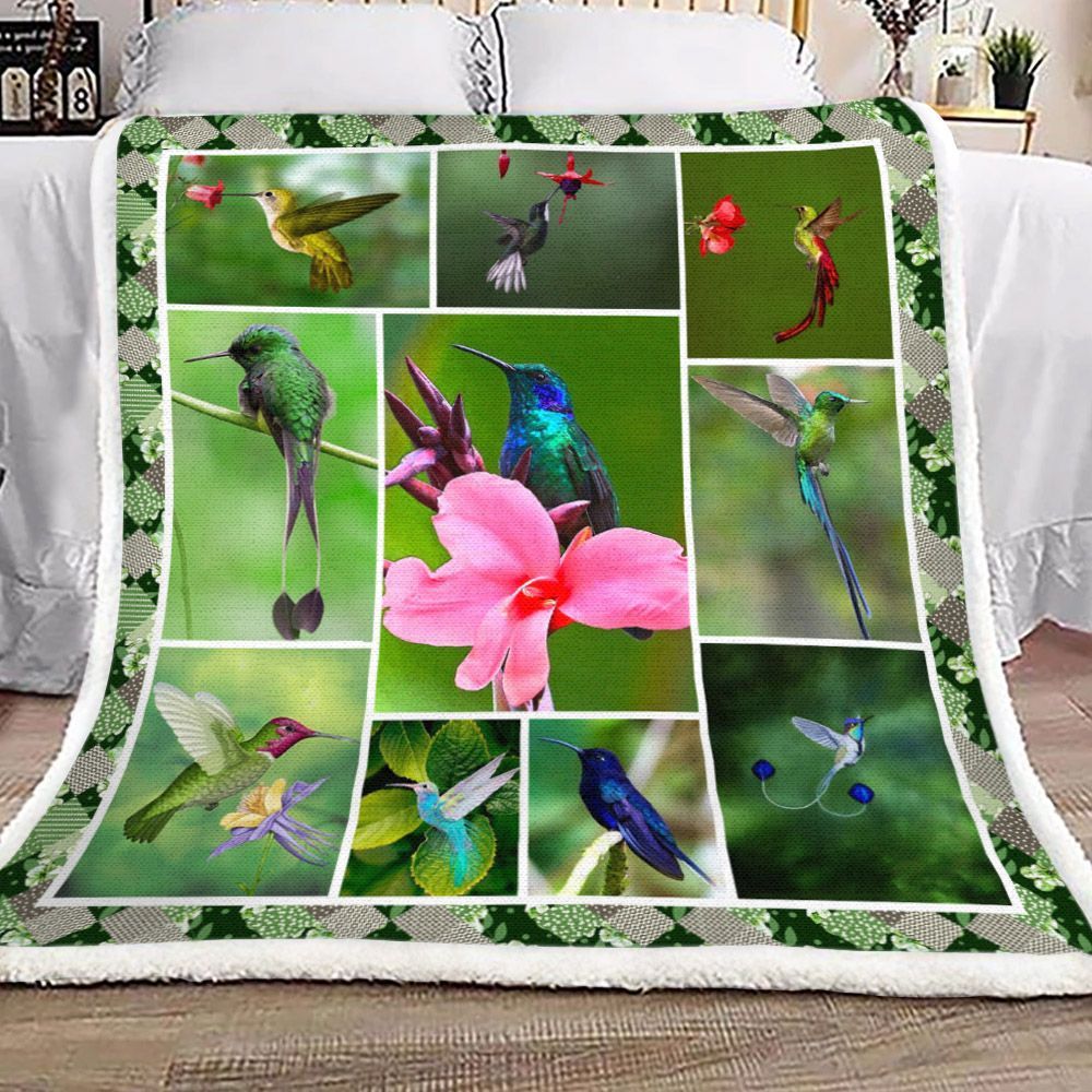 Hummingbird Sherpa Fleece Blanket