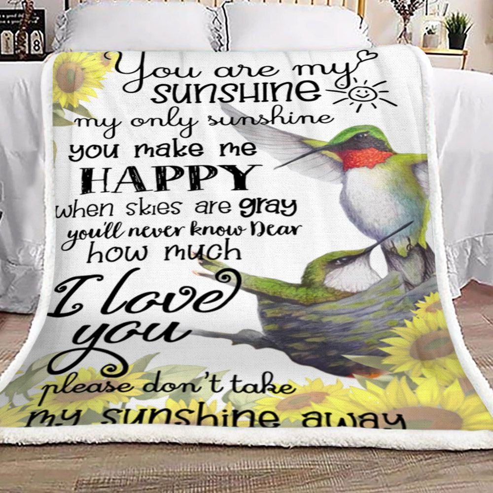 Hummingbird You Are My Sunshine Sherpa Fleece Blanket