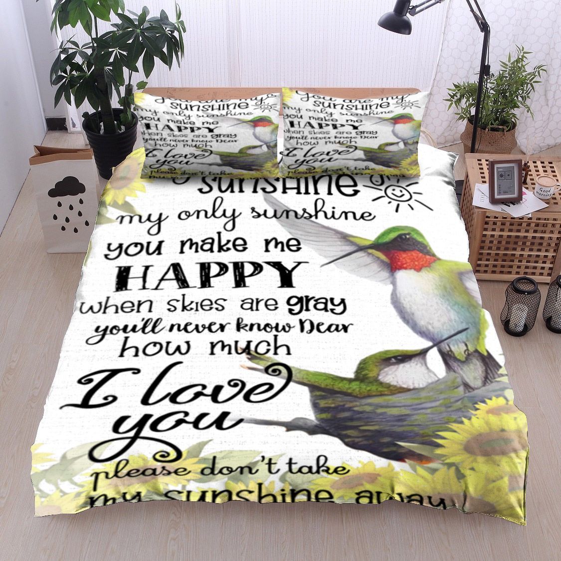 Hummingbird You Are My Sunshine Bedding Set