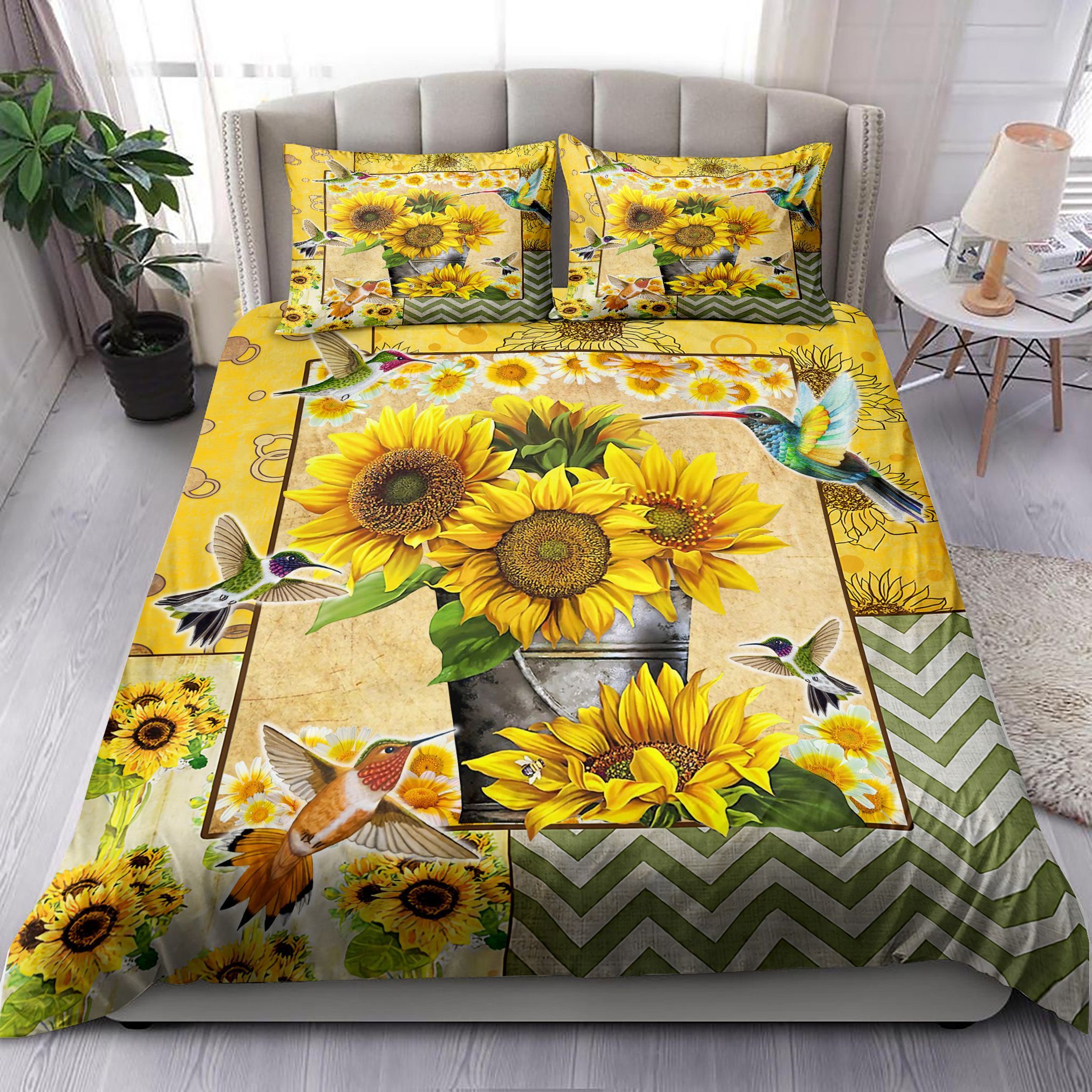 Hummingbirds And Sunflower Bedding Set
