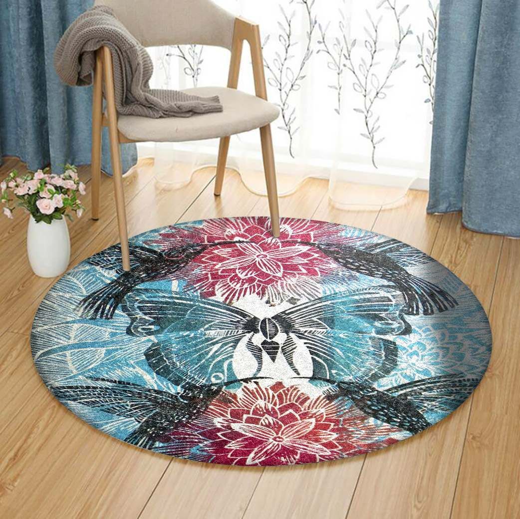 Hummingbirds Butterfly Round Carpet