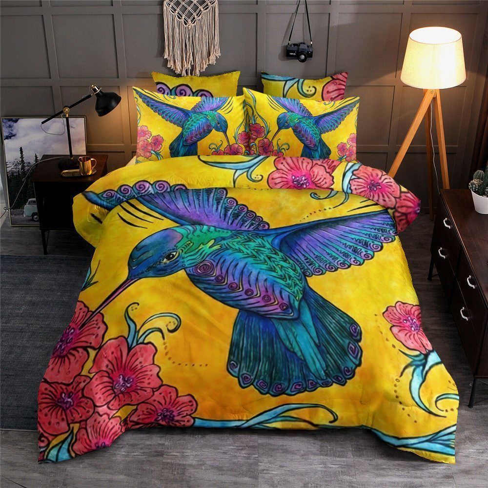 Hummingbirds Cotton Bed Sheets Spread Comforter Bedding Set
