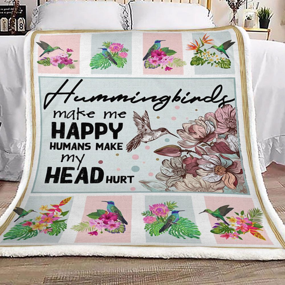Hummingbirds Make Me Happy Sherpa Fleece Blanket