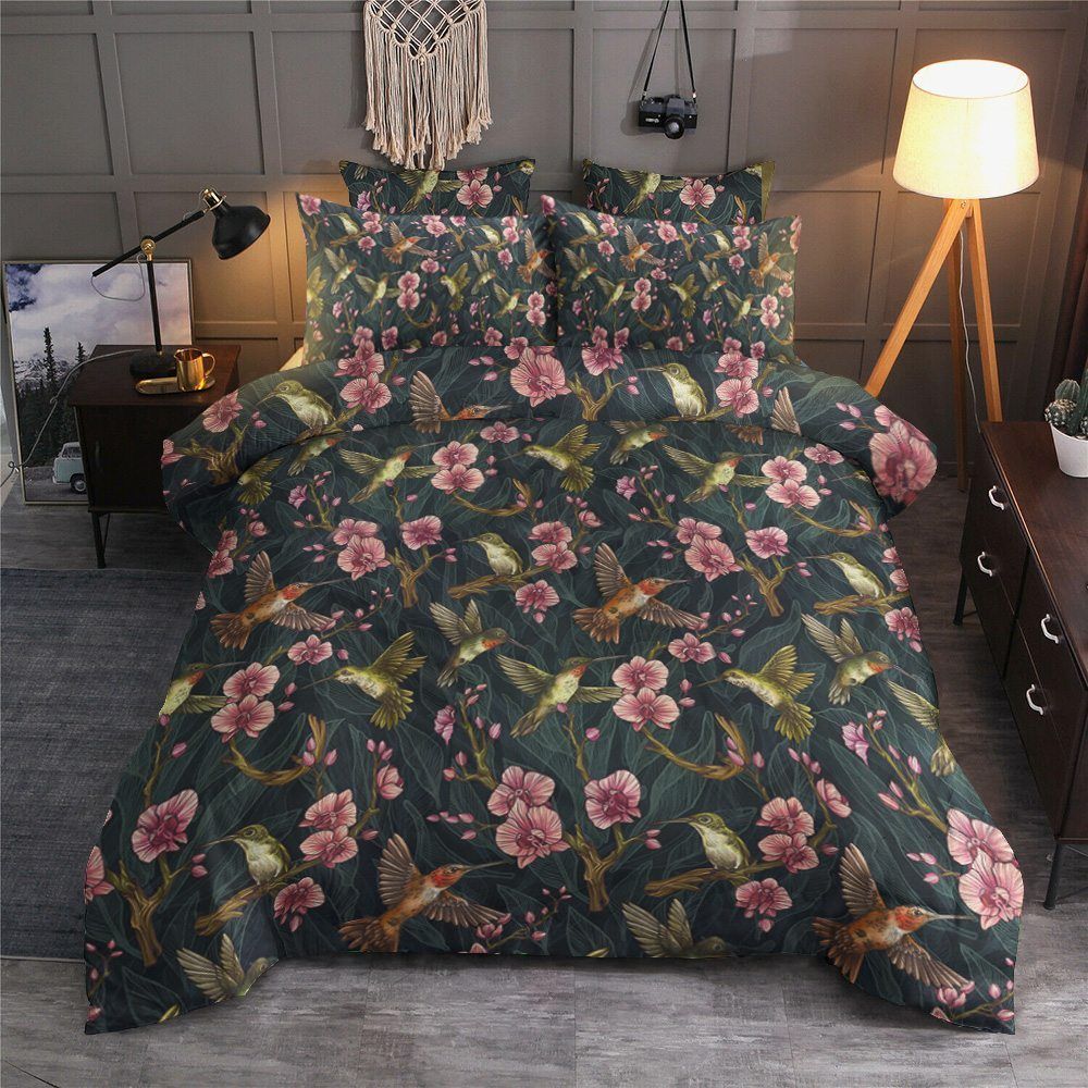 Hummingbirds Cotton Bed Sheets Spread Comforter Bedding Set