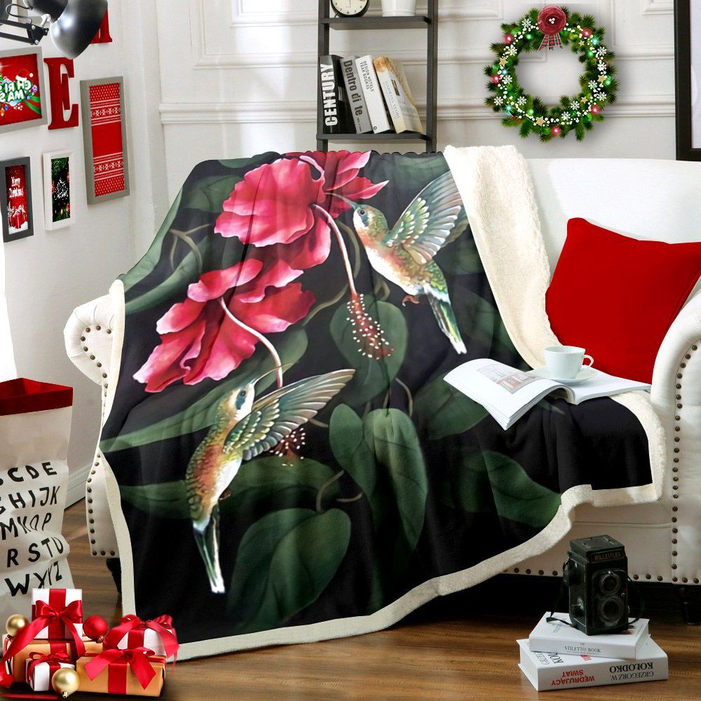 Hummingbirds Sherpa Fleece Blanket