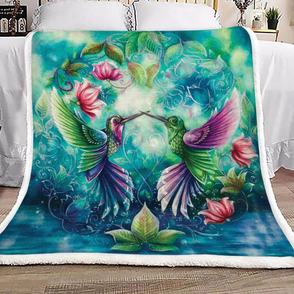 Hummingbirds Sherpa Fleece Blanket
