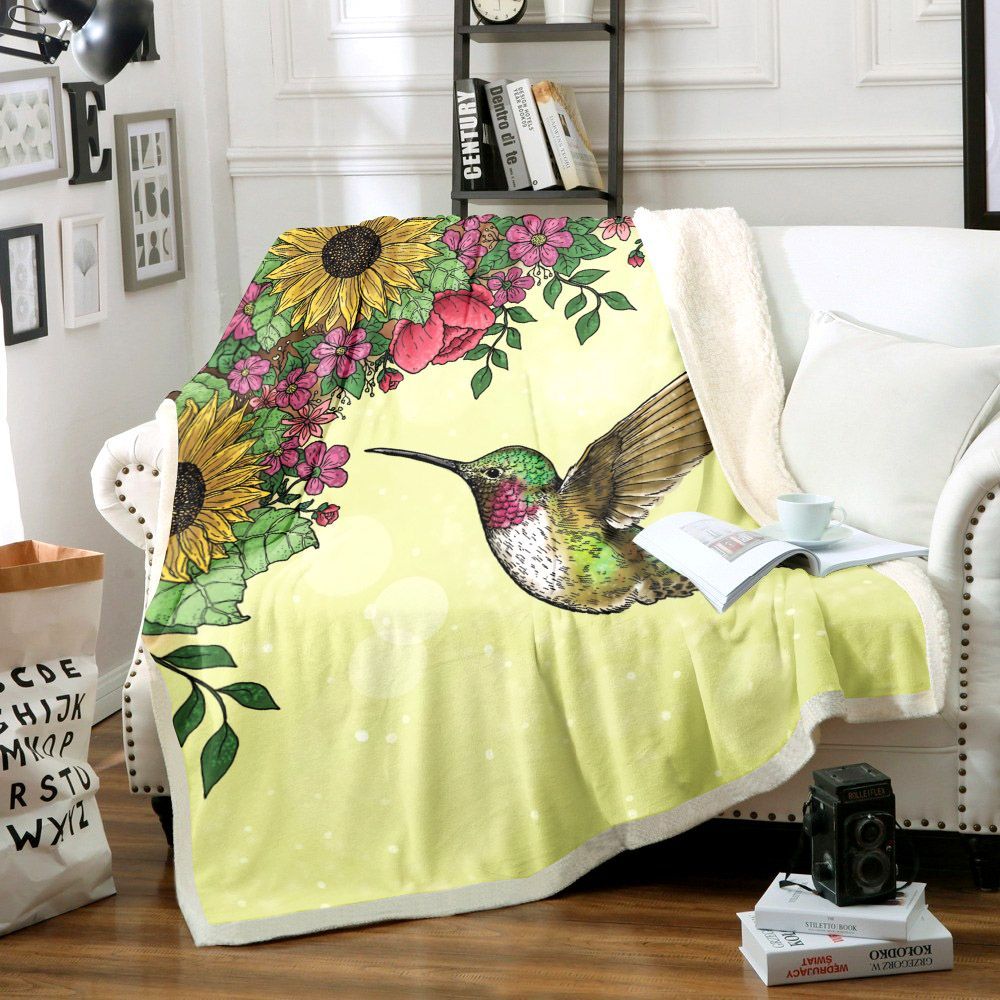 Hummingbirds Sherpa Fleece Blanket