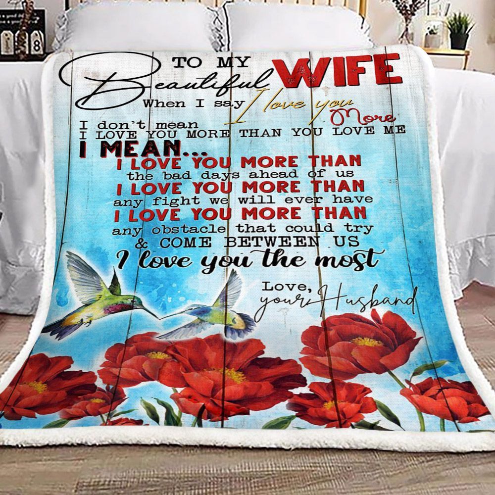 Hummingbirds To My Beautiful Wife Sherpa Fleece Blanket