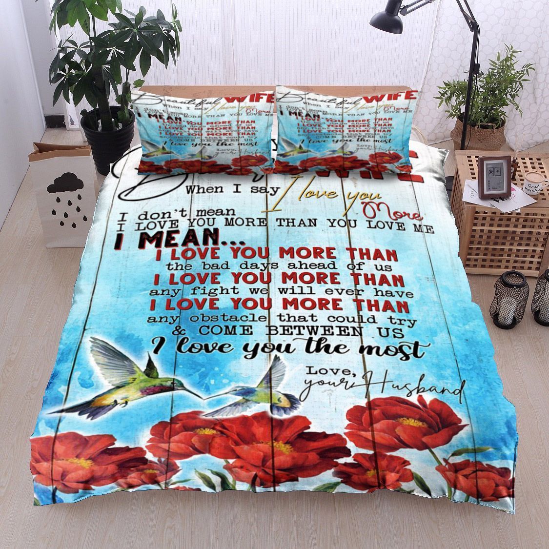 Hummingbirds To My Beautiful Wife Bedding Set