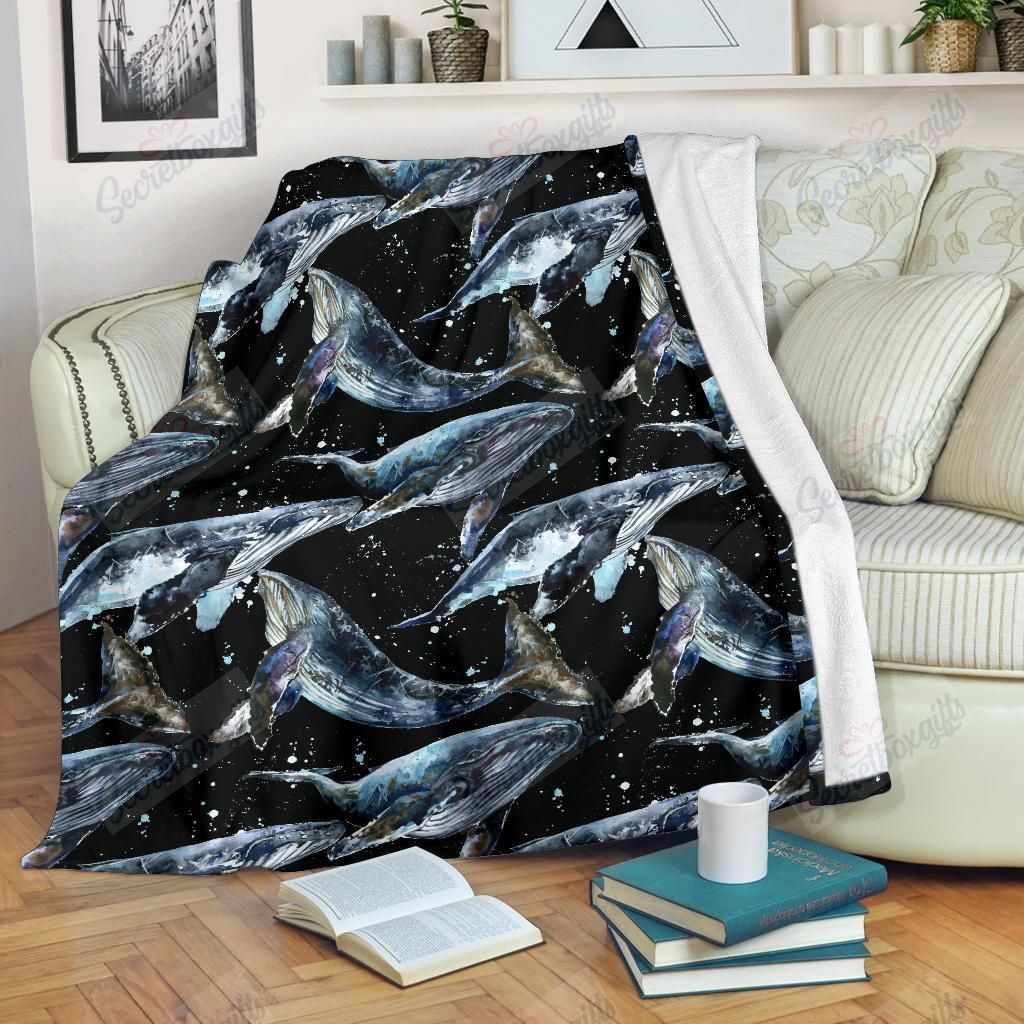 Humpback Whale Pattern Fleece Blanket