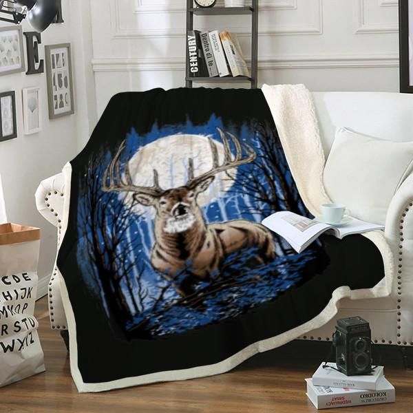 Hunters Deer Hunting Sherpa Fleece Blanket