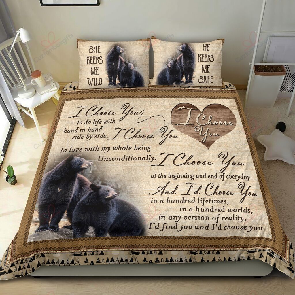 Hunting Bear Couple I Choose You Bedding Set