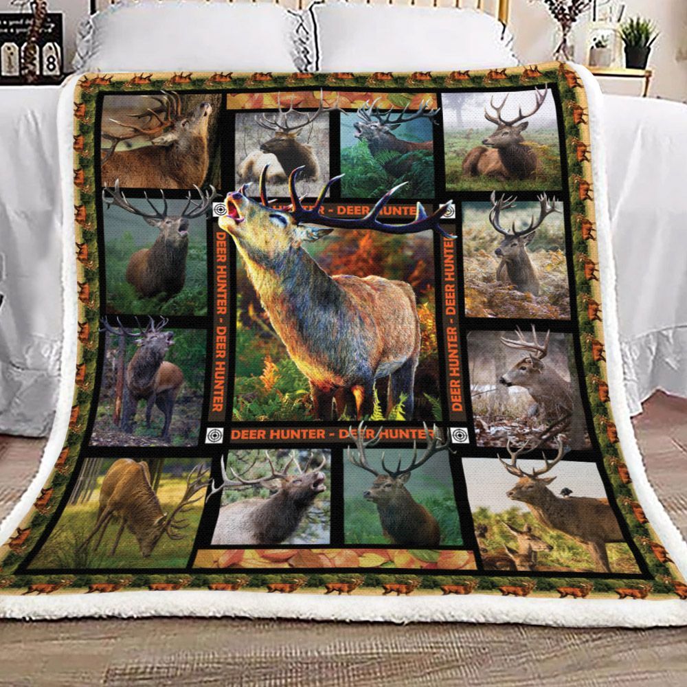 Hunting Beautiful Deer Camo Sherpa Fleece Blanket