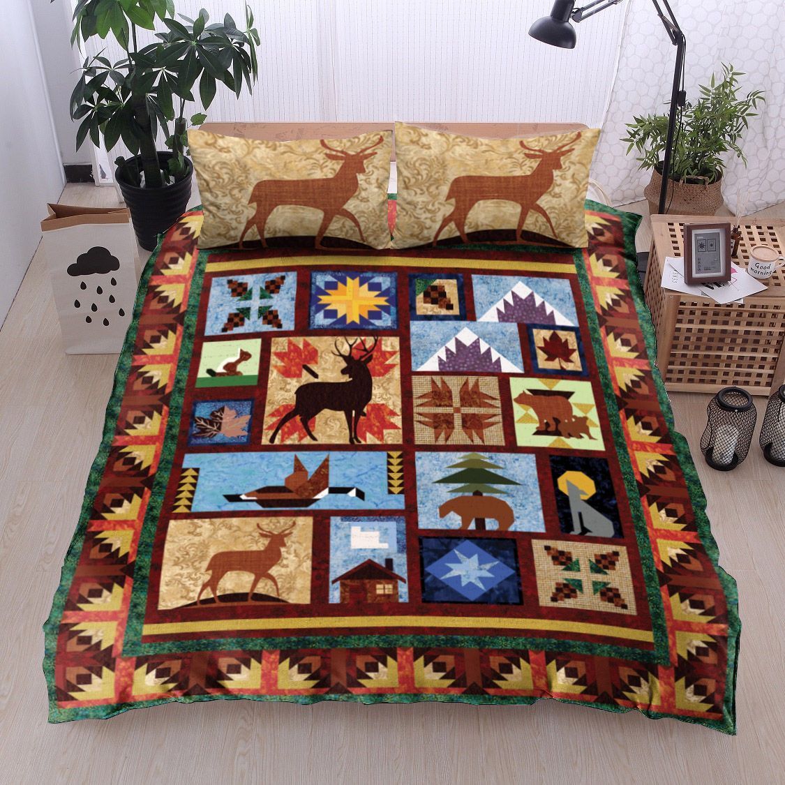 Hunting Deer Bear Wolf Bedding Set