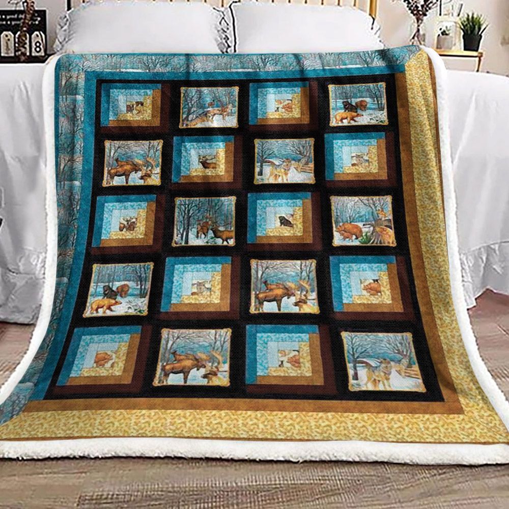 Hunting Deer Sherpa Fleece Blanket