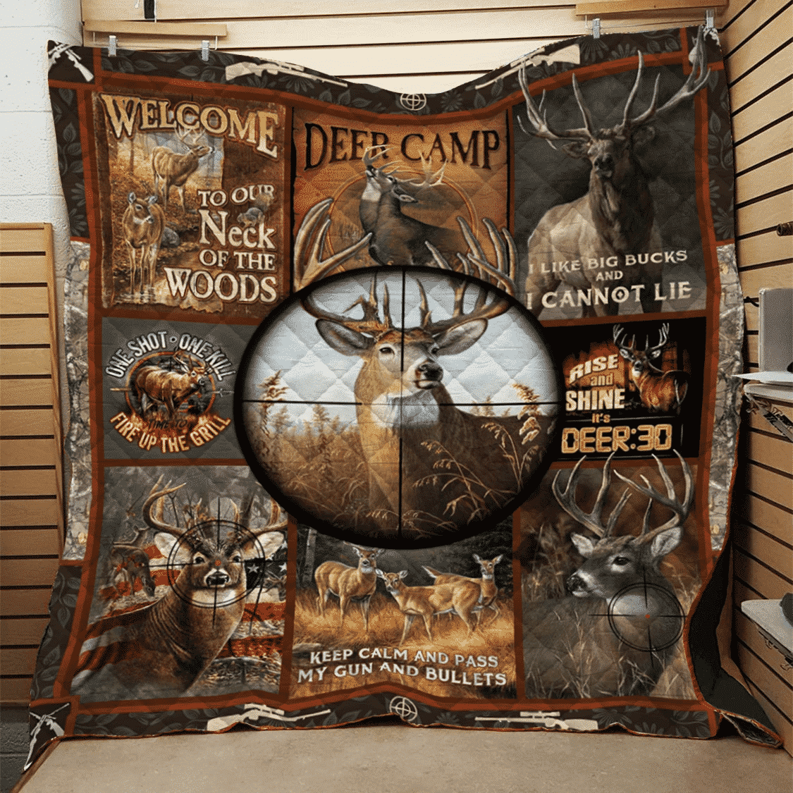 Hunting Deer Camp Quilt Blanket DHC3112532TD