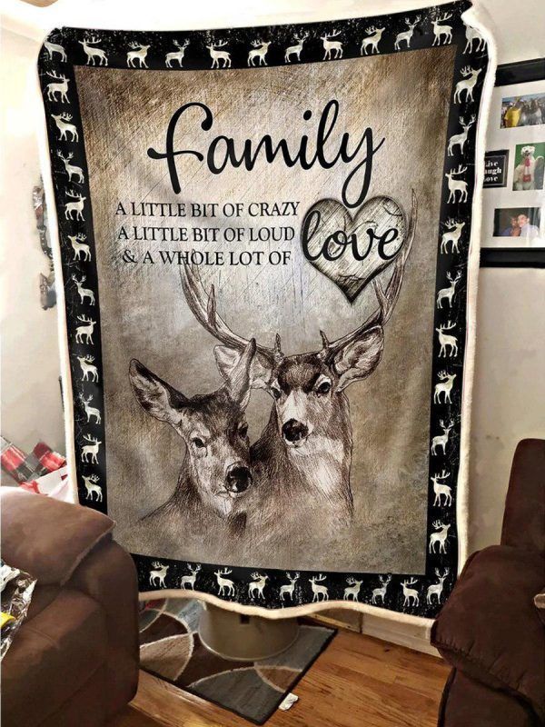 Hunting Deer Crazy Loud And Love Sherpa Fleece Blanket