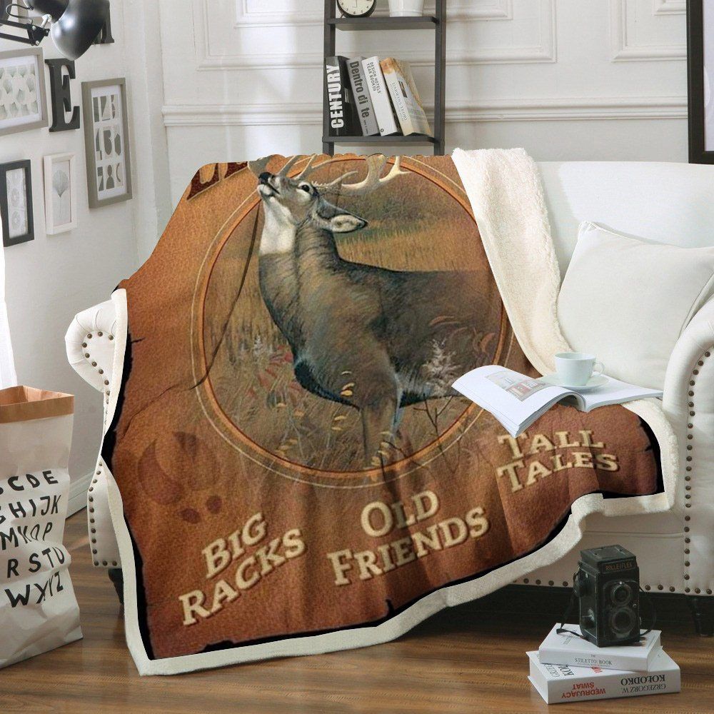Hunting Deer Sherpa Fleece Blanket