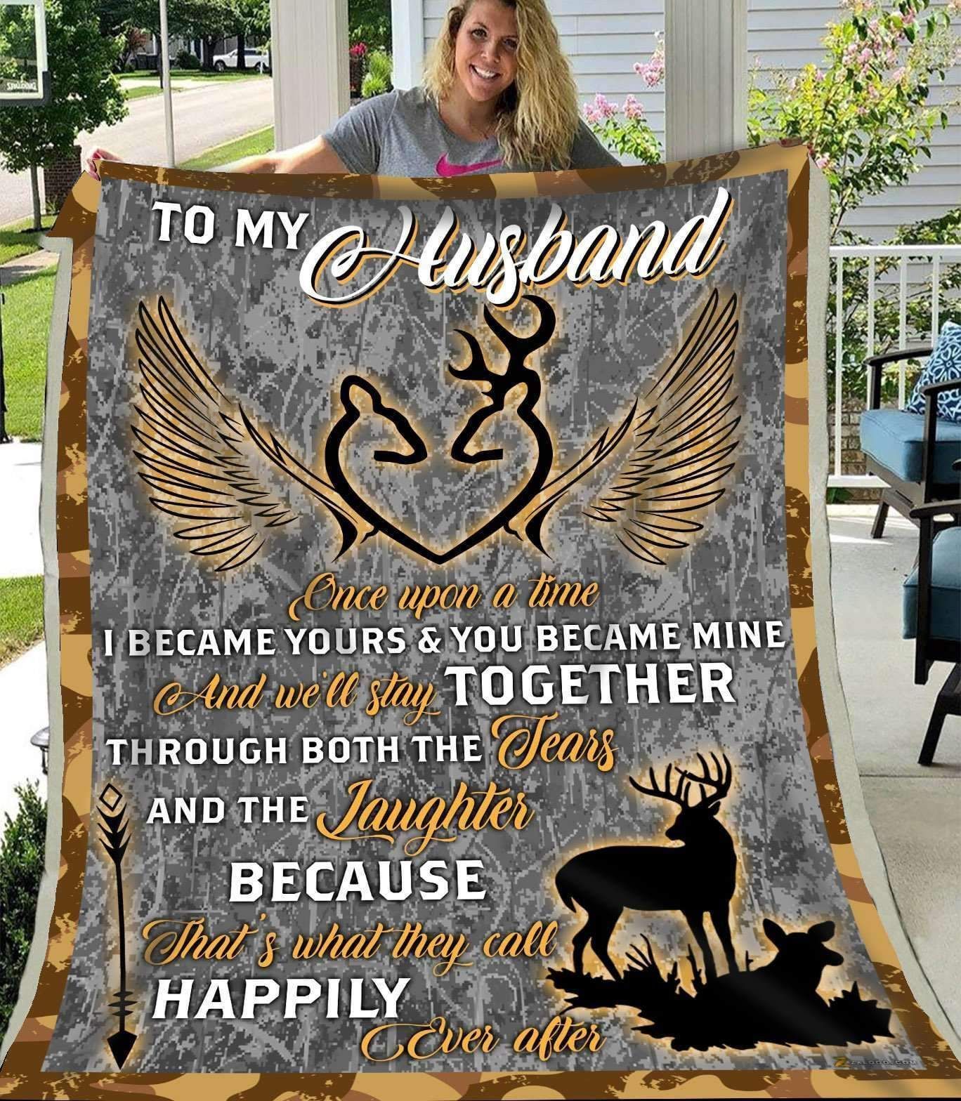 Hunting Deer To My Husband Once Upon A Time Sherpa Fleece Blanket