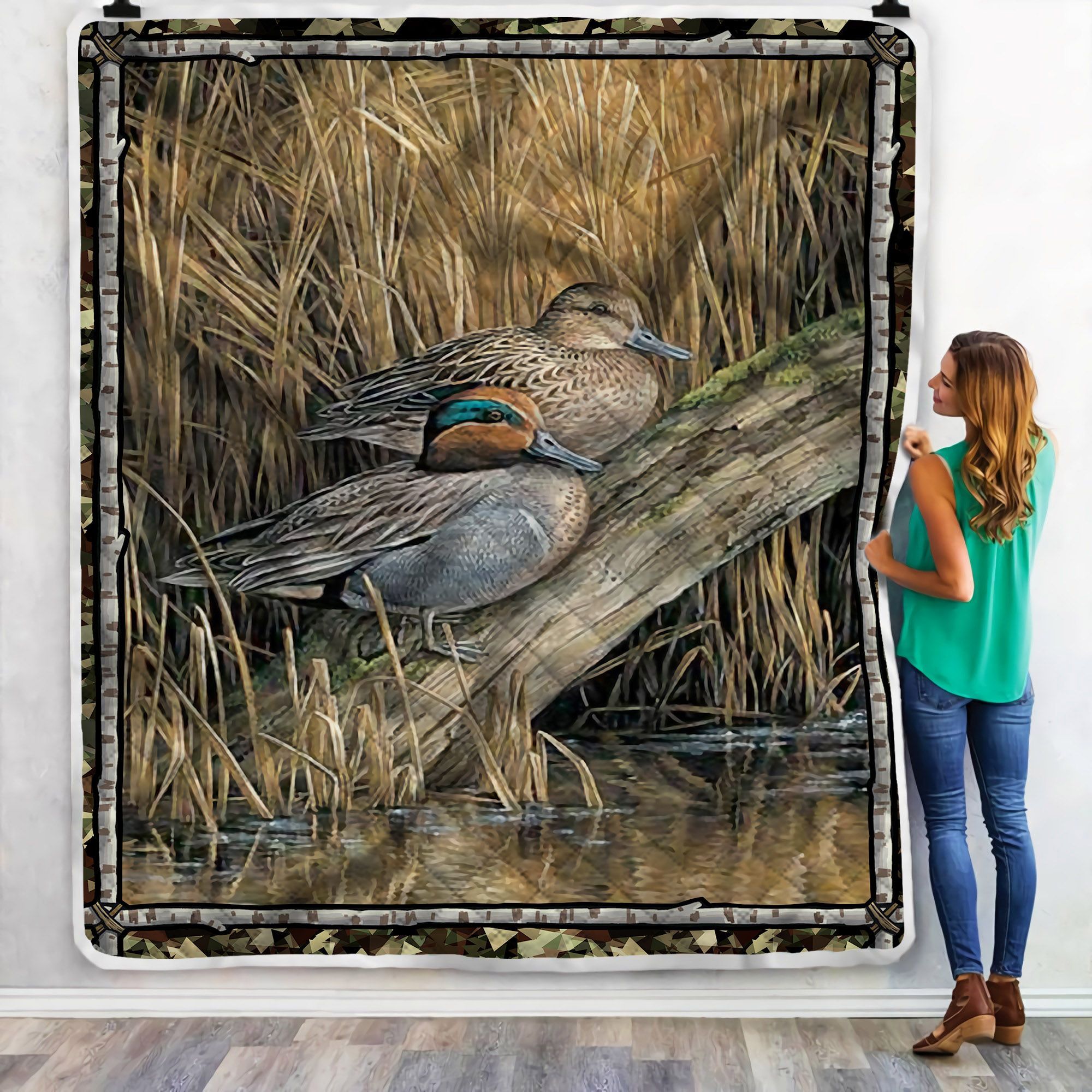 Hunting Duck Sherpa Fleece Blanket
