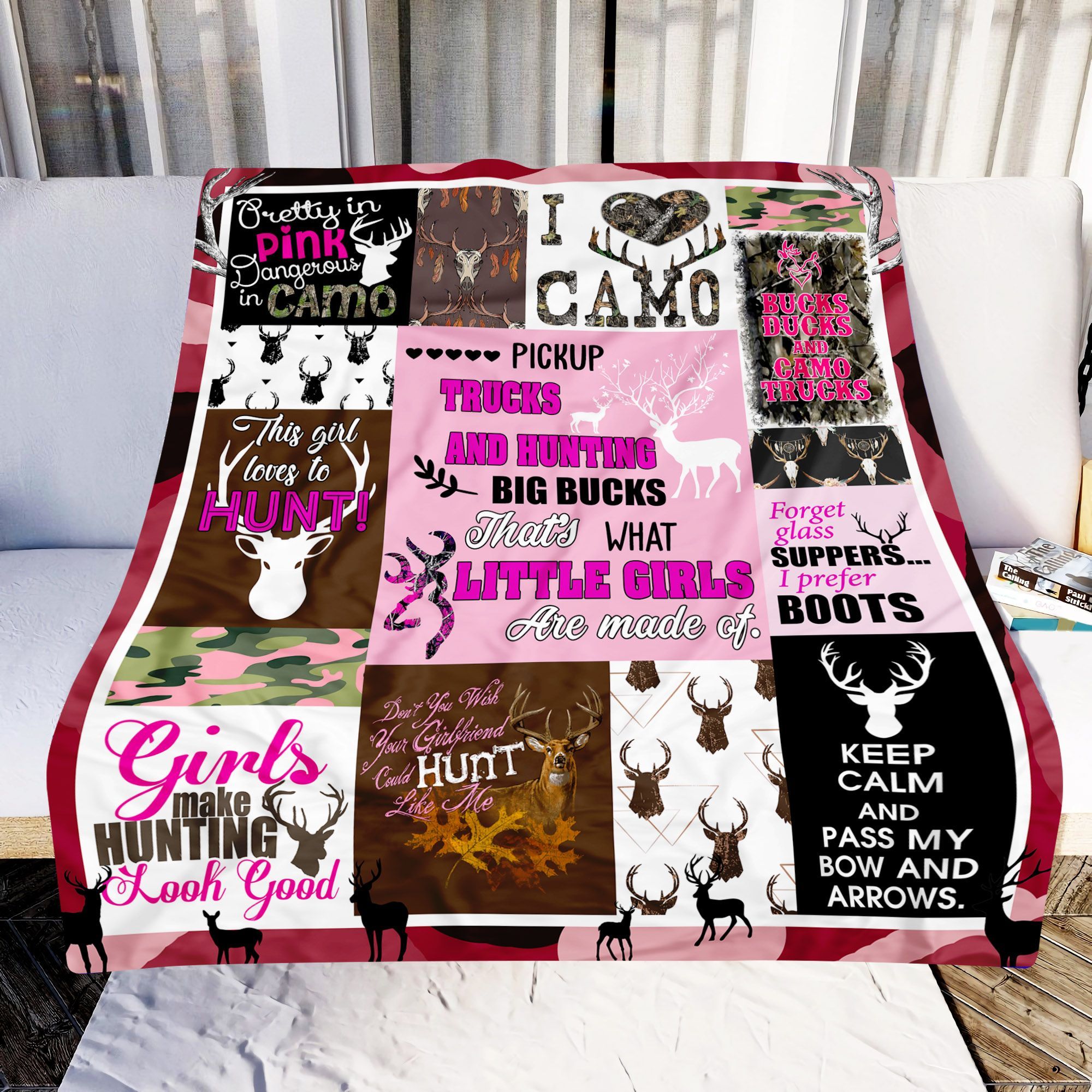 Hunting Girl Sherpa Fleece Blanket