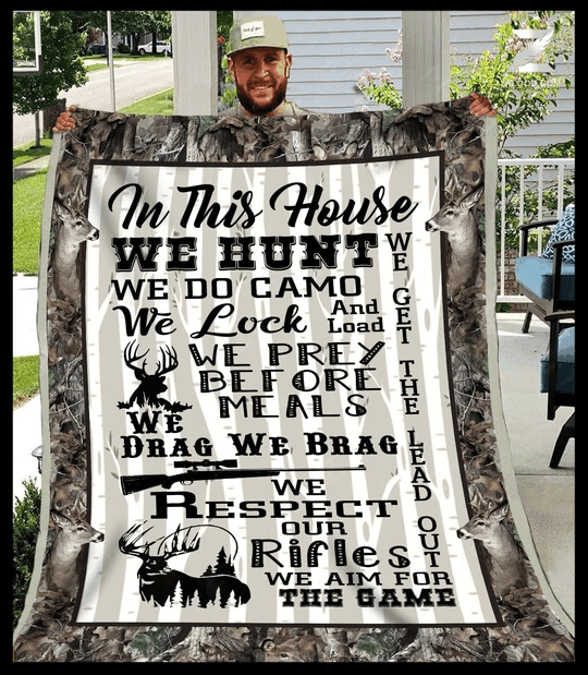 Hunting In This House We Sherpa Fleece Blanket