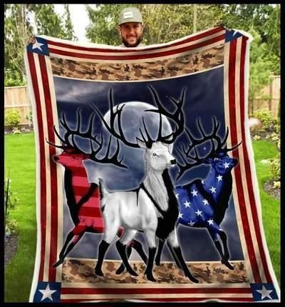 Hunting Running Deer Sherpa Fleece Blanket