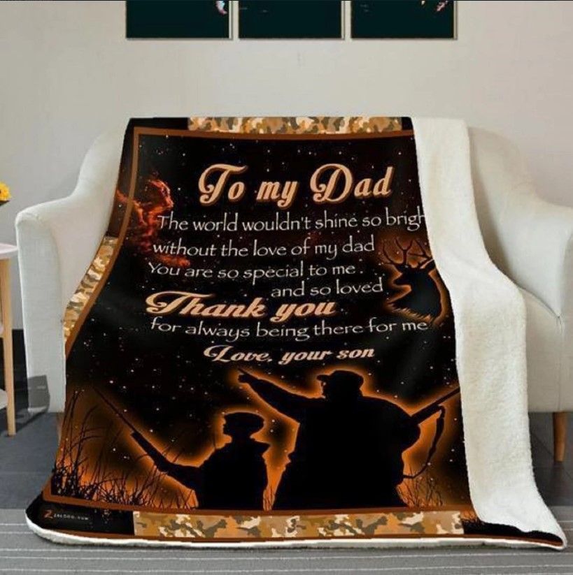 Hunting To My Dad Sherpa Fleece Blanket