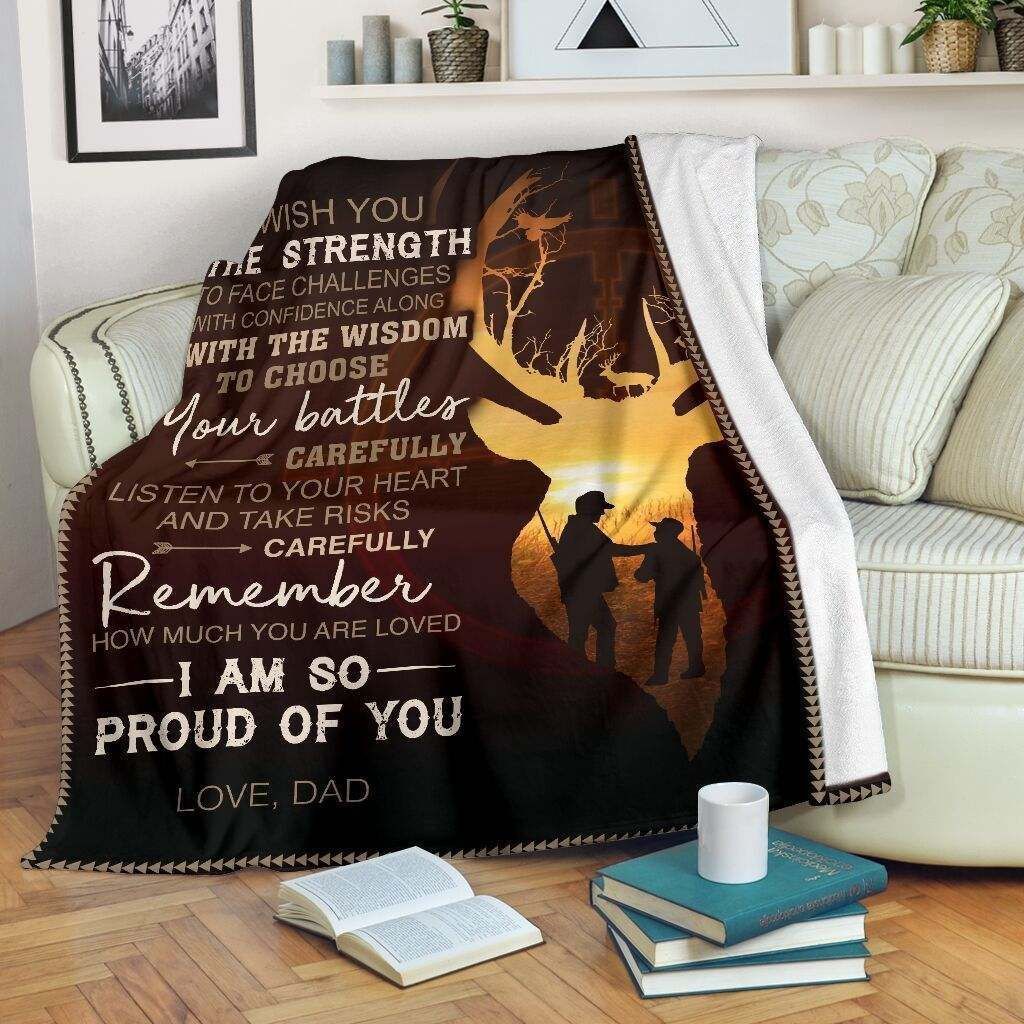 Hunting To My Son Sherpa Fleece Blanket