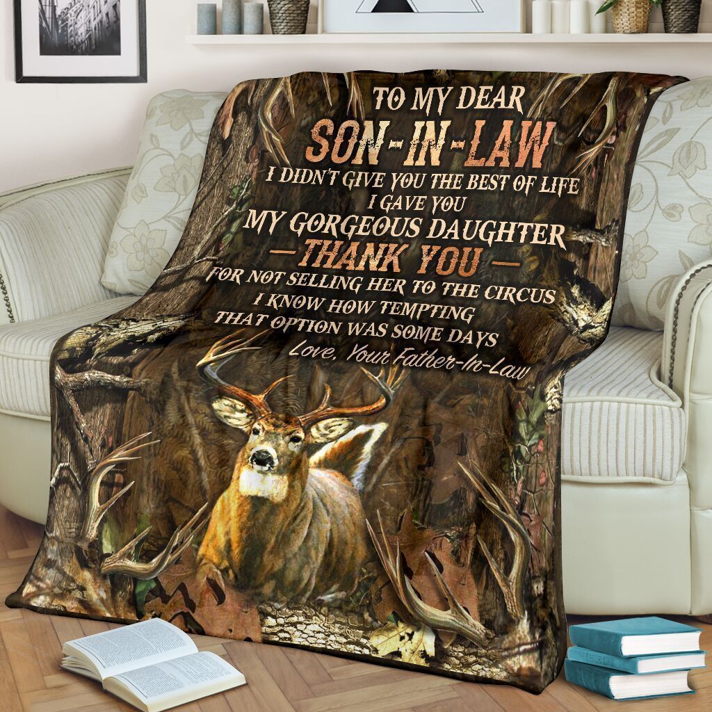Hunting To My Son In Law Sherpa Fleece Blanket