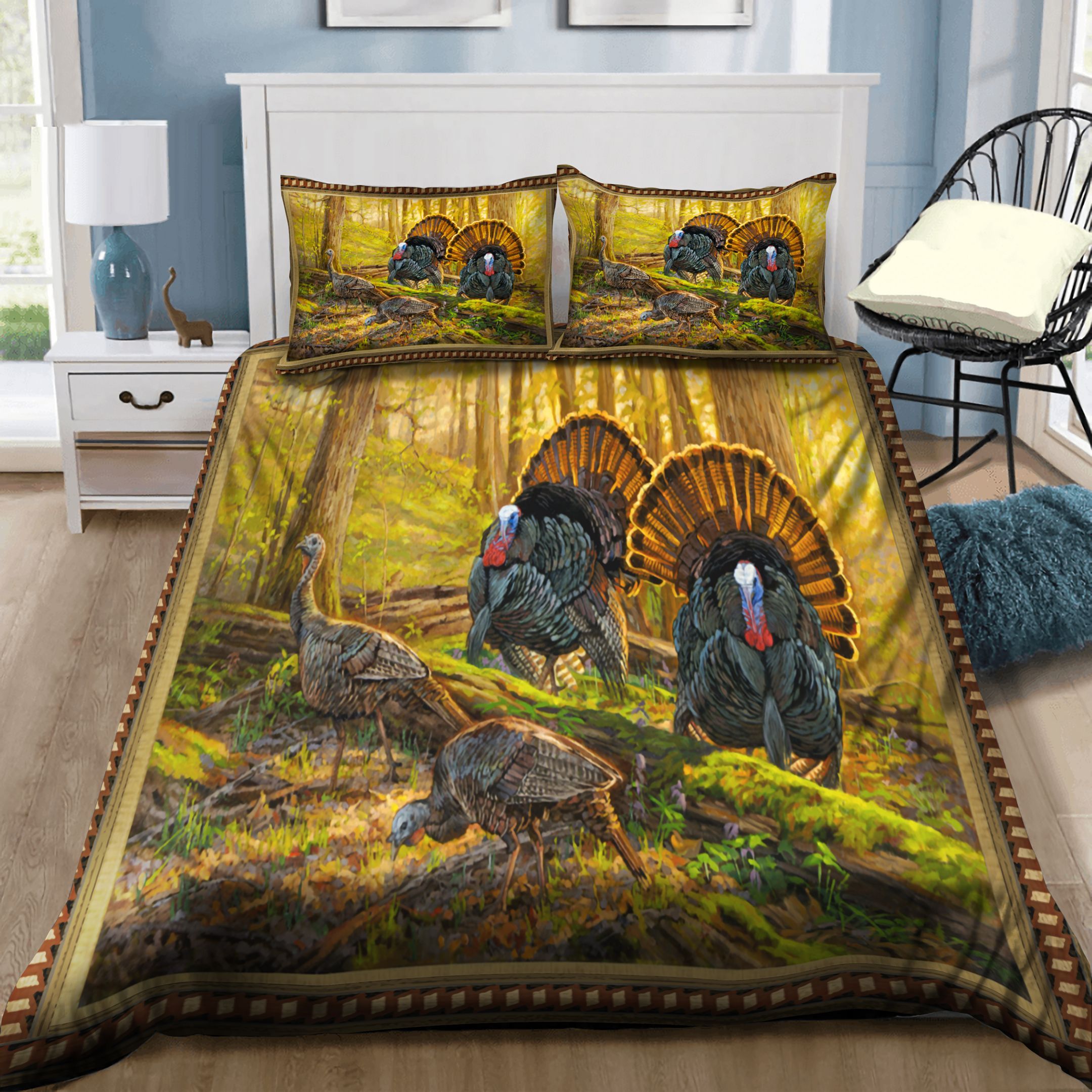 Hunting Turkey In Forest Bedding Set