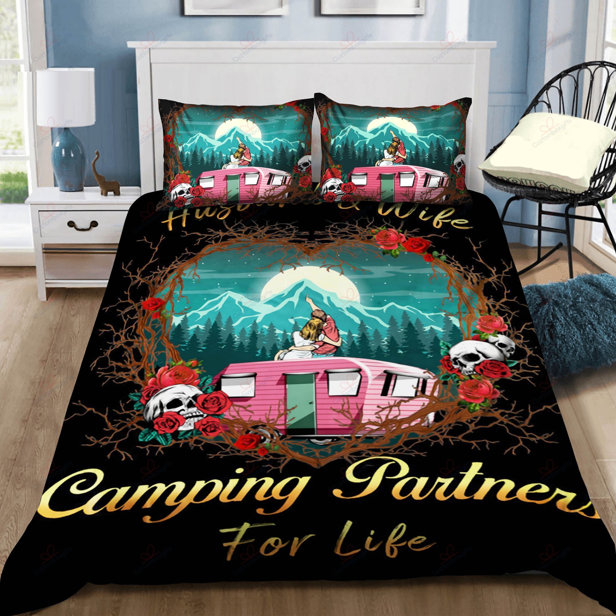 Husband And Wife Camping Parters For Life Bedding Set