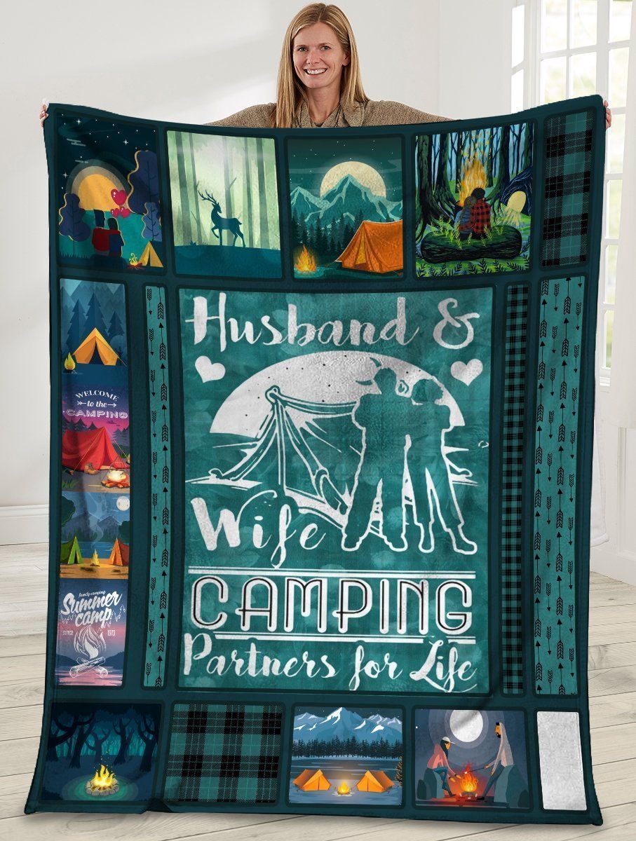 Husband And Wife Camping Partners For Life Camping Fleece Blanket