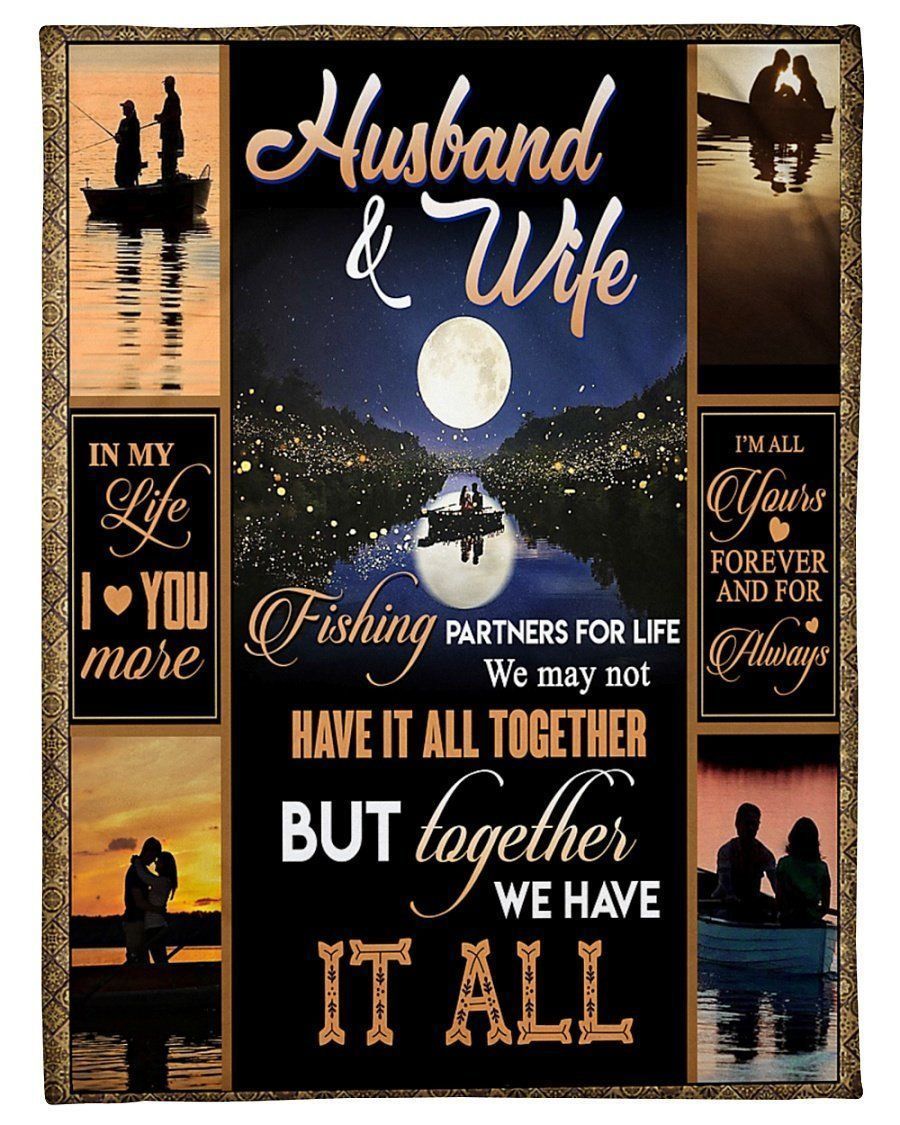 Husband And Wife Fishing Partner For Life Fleece Blanket