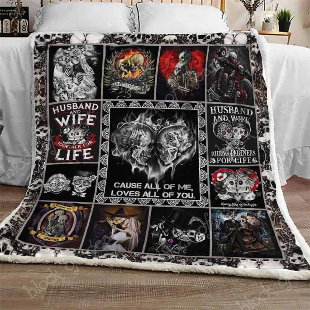 Husband And Wife Skull Sherpa Fleece Blanket