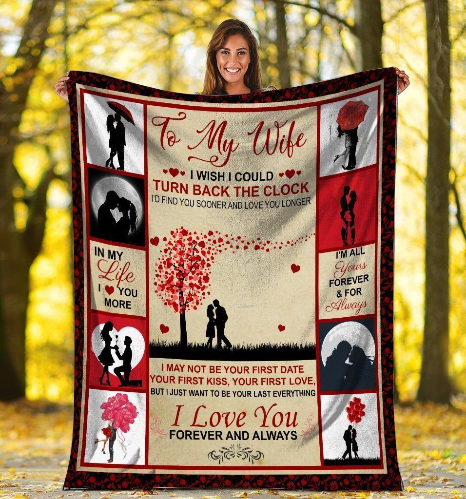 Husband And Wife To My Wife I Wish I Could Turn Back The Clock Fleece Blanket