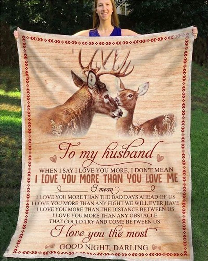 Husband Deer Couple Sherpa Fleece Blanket