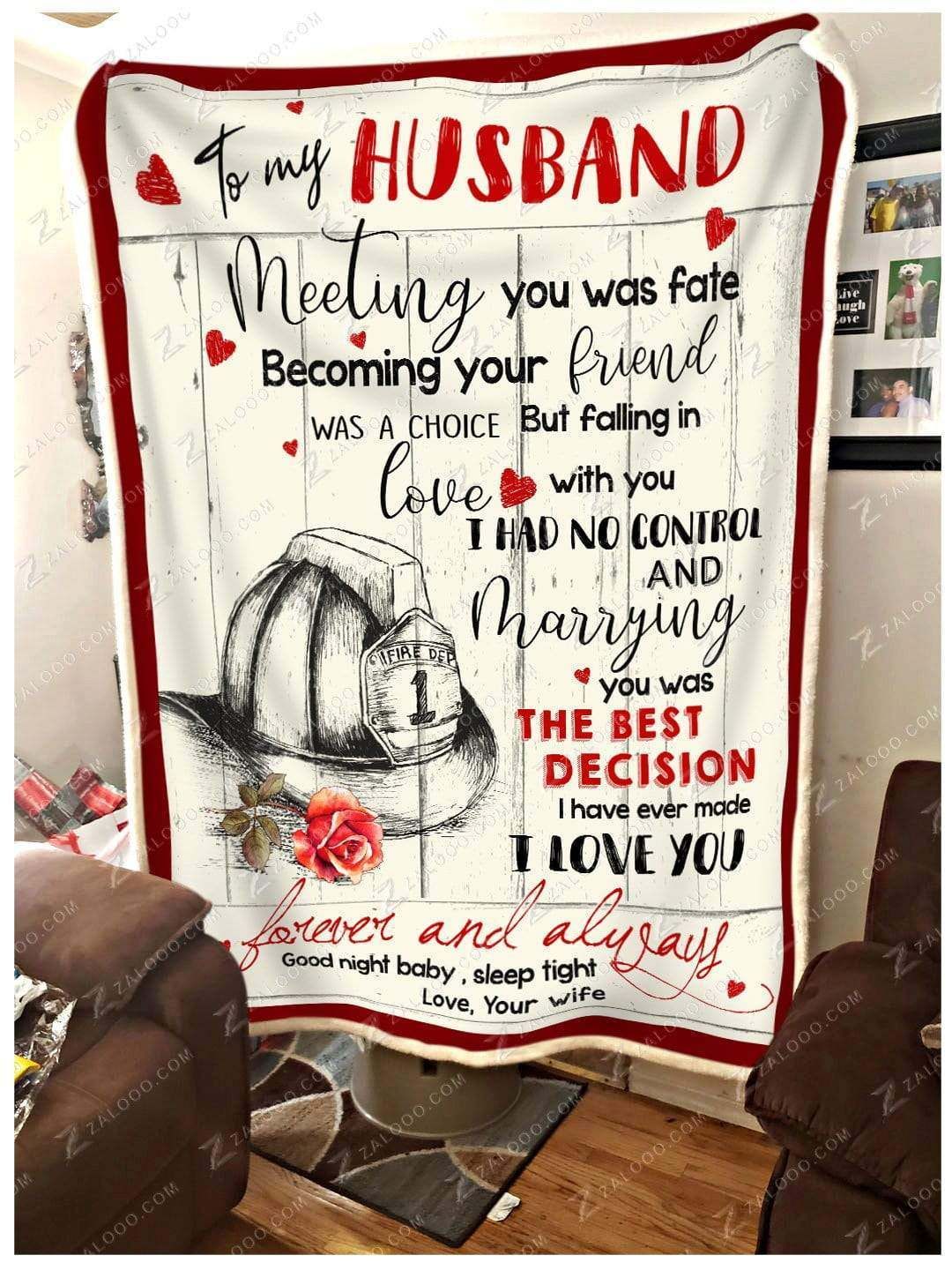 Husband Firefighter Sherpa Fleece Blanket