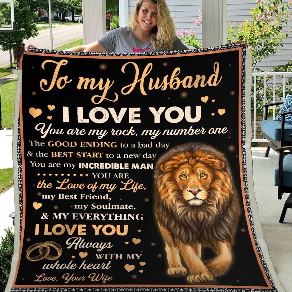 Husband I Love You Always With My Whole Heart Lion Sherpa Fleece Blanket